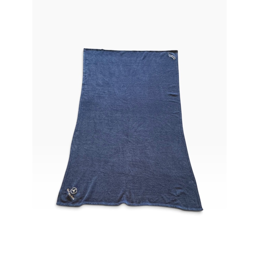Mercedes Benz Fleece Throw Blanket 70x42 Blue Logo HitWear Embroidered